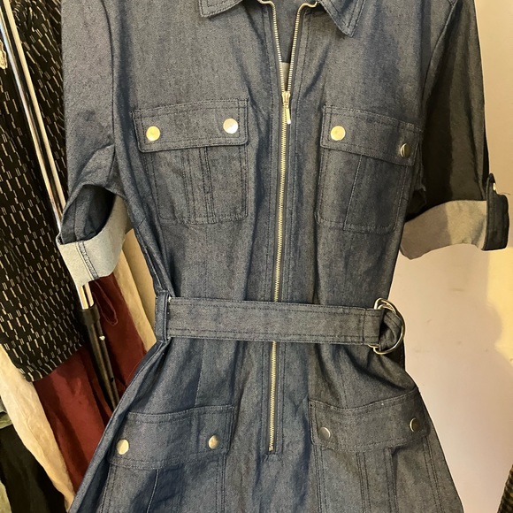 Zipper Front Denim Dress - Picture 2 of 5